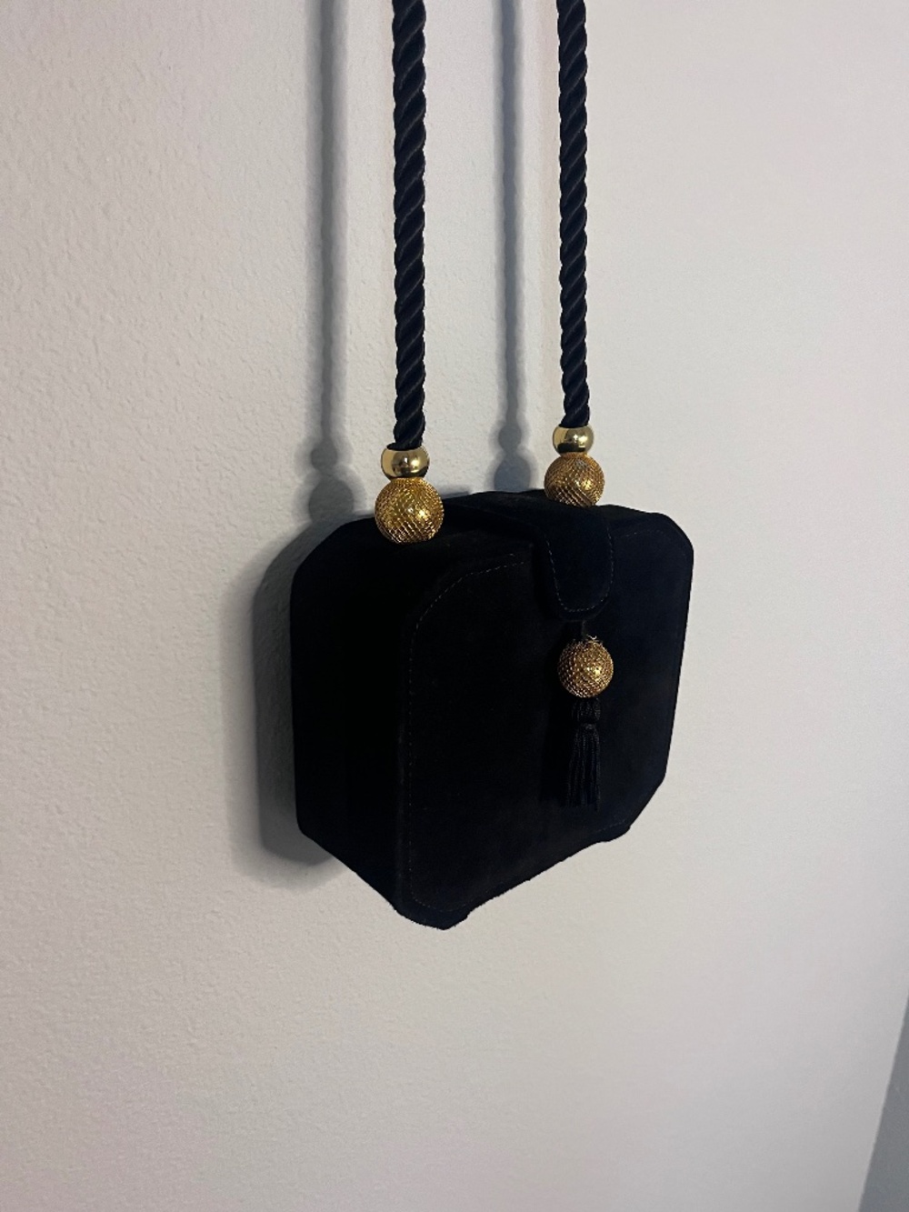 Vintage Columbine Velvet MCM Retro Mini Black and Gold Purse